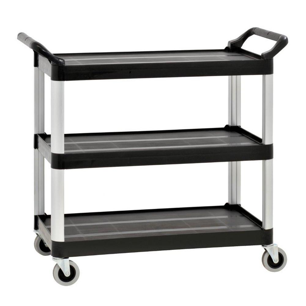 UPC 017567100159 product image for Sandusky 34 in. W 3-Shelf Plastic Utility Cart in Gray, Black/Gray | upcitemdb.com