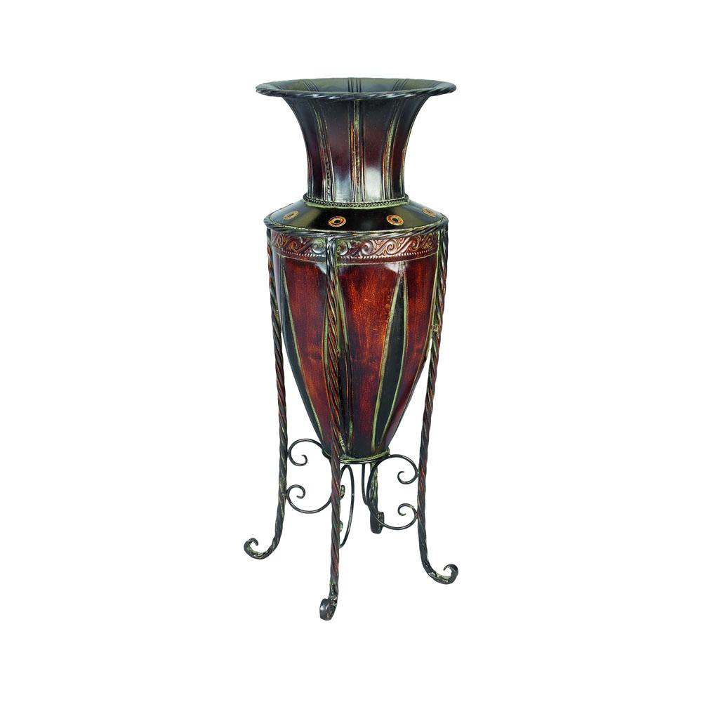 Polished Bronze Iron Decorative Vase with Stand96645 The Home Depot