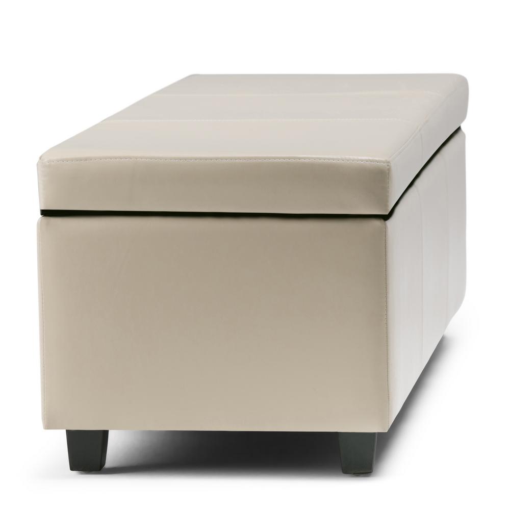 Simpli Home Avalon 48 In Contemporary Storage Ottoman Satin Cream Faux Leather Axcf18 Cr The Depot - Cream Faux Leather Storage Ottoman Simpli Home Avalon 48 In Contemporary Storage Ottoman Satin Cream Faux Leather Axcf18 Cr The Depot - Cream Faux Leather Storage Ottoman