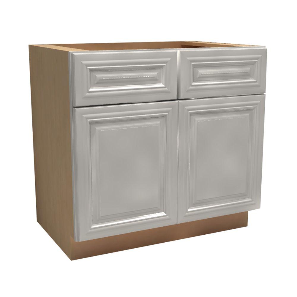 Home Decorators Collection Coventry Assembled 33x34 5x24 In Double Door Base Kitchen Cabinet 2 Drawers 2 Rollout Trays In Pacific White