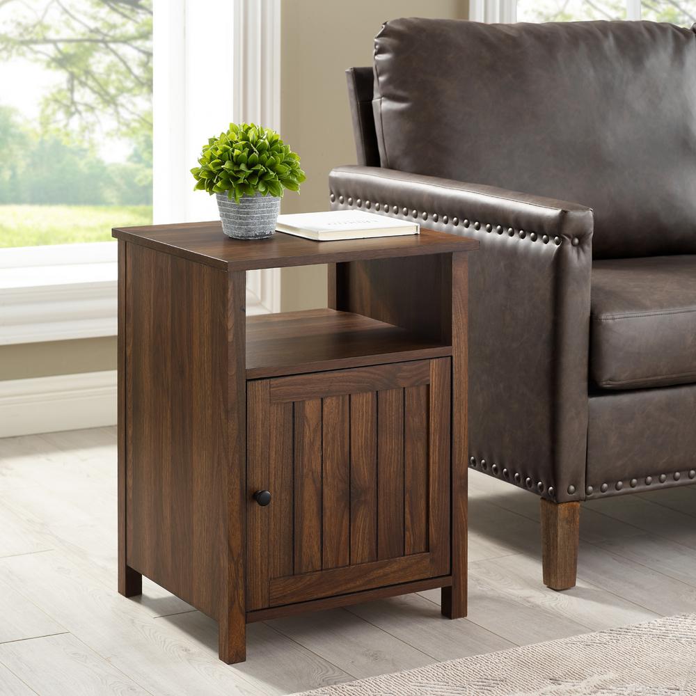 Welwick Designs Reclaimed Barnwood Modern End Table With Open Shelf and 1Door HD8186 The Home
