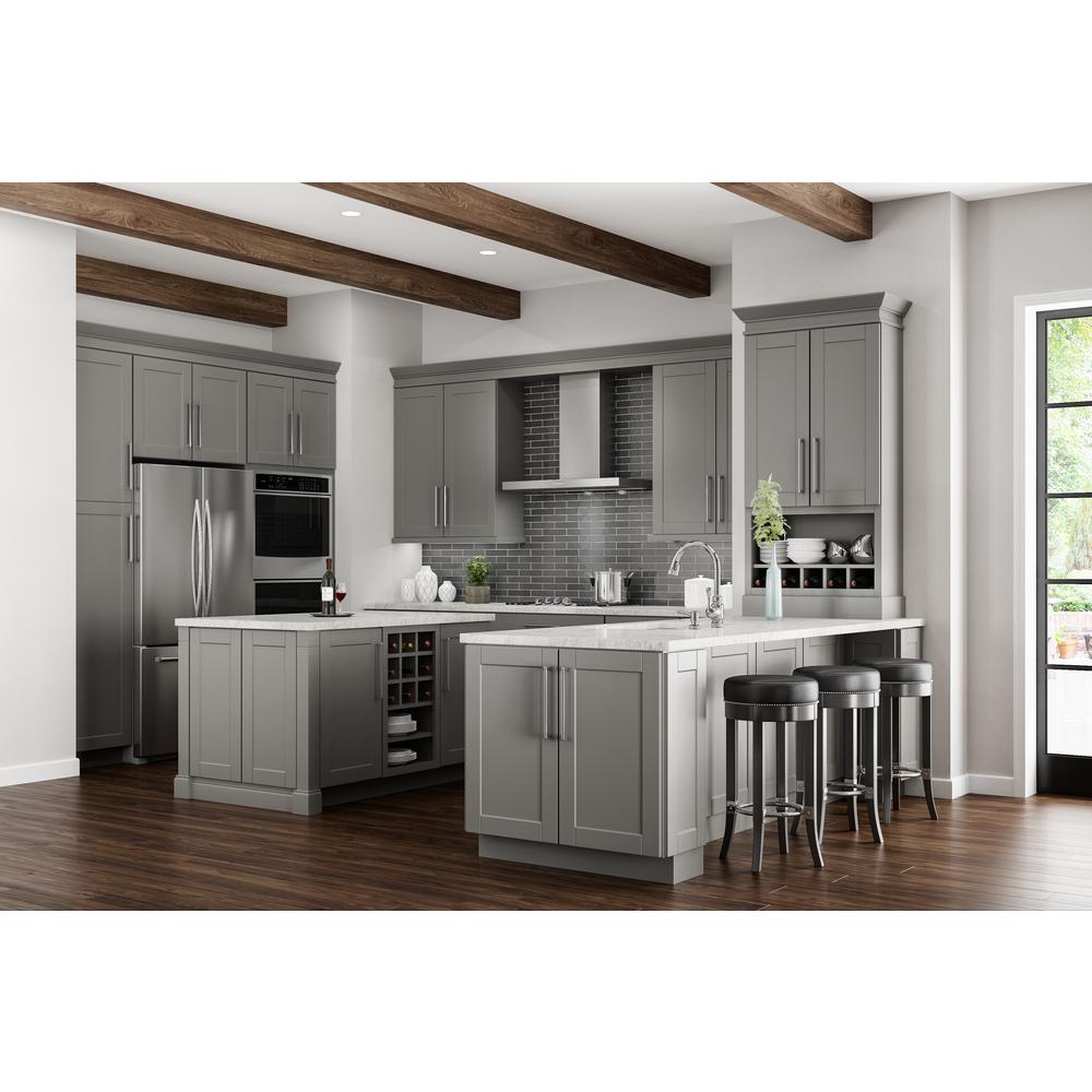 Hampton Bay Shaker Assembled 18x84x24 In Pantry Kitchen Cabinet In Dove Gray Kp1884 Sdv The Home Depot
