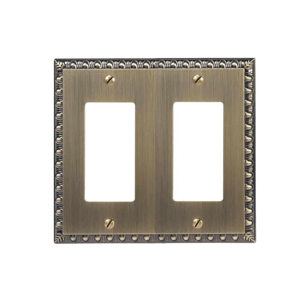 AMERELLE Faux Stone 2 Gang Rocker Resin Wall Plate - Almond-8349RRA