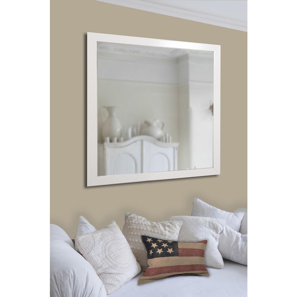 36 In X 30 Glossy White Non Beveled Vanity Wall Mirror V021 36 In X 30 Glossy White Non Beveled Vanity Wall Mirror