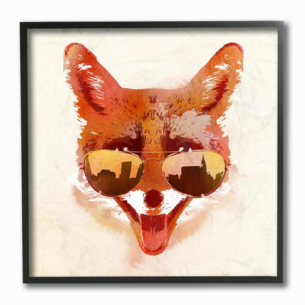 The Stupell Home Decor Collection 12 In X 12 In Orange And Tan Painterly City Fox With Aviators By Robert Farkas Framed Wall Art Aap 237 Fr 12x12 The Home Depot