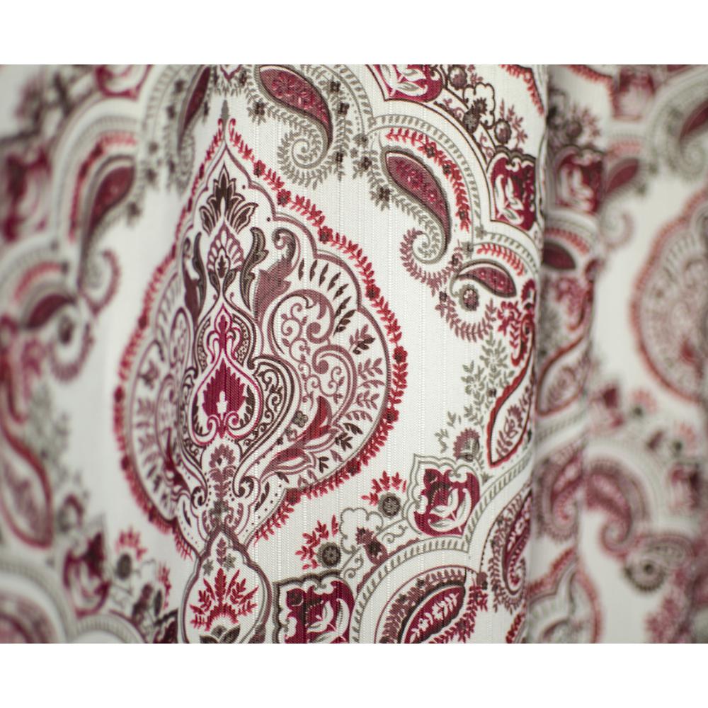 Rose 70 In Burgundy Paisley Damask Canvas Shower Curtain Ls