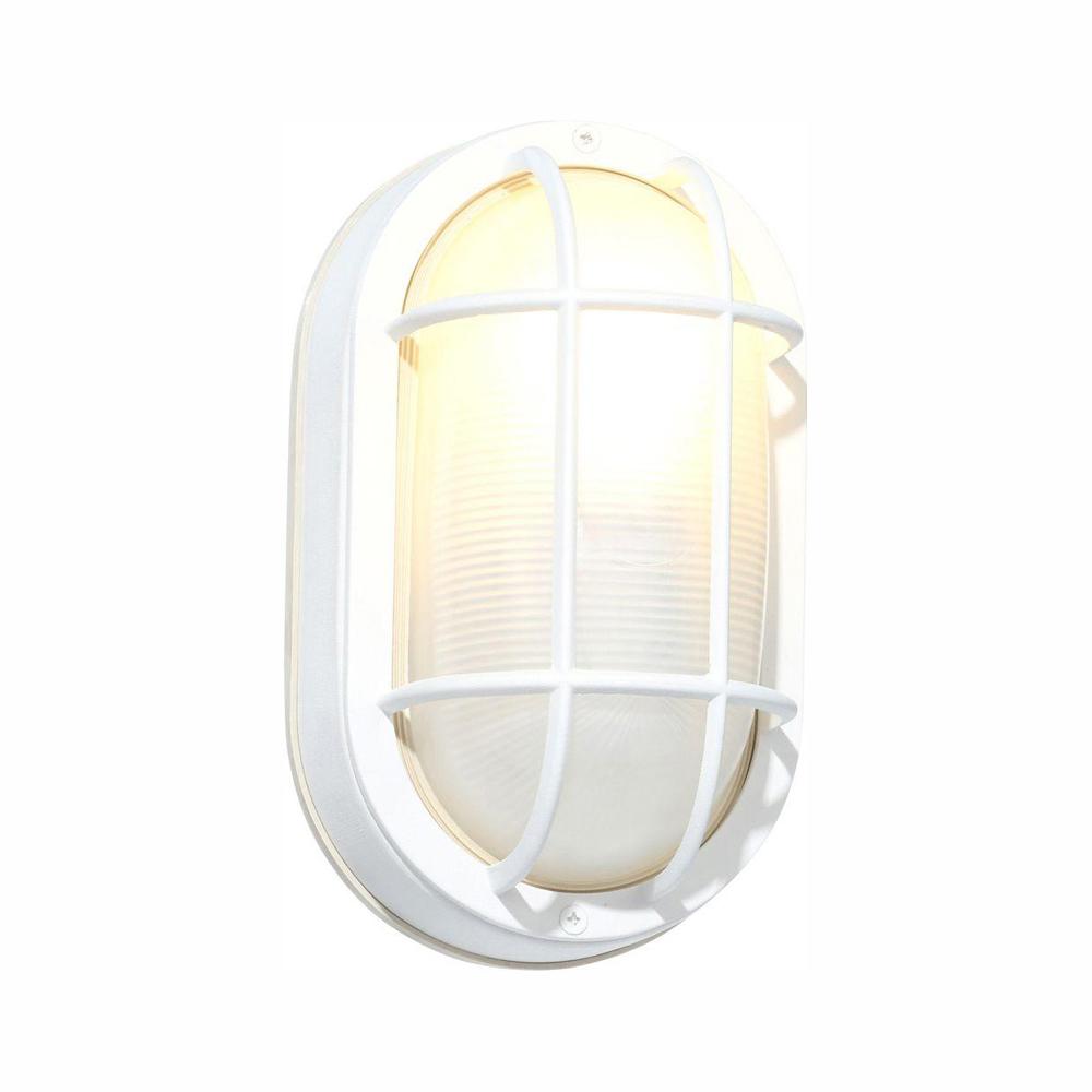 White Outdoor Oval Bulkhead Wall Light White Outdoor Oval Bulkhead Wall Light