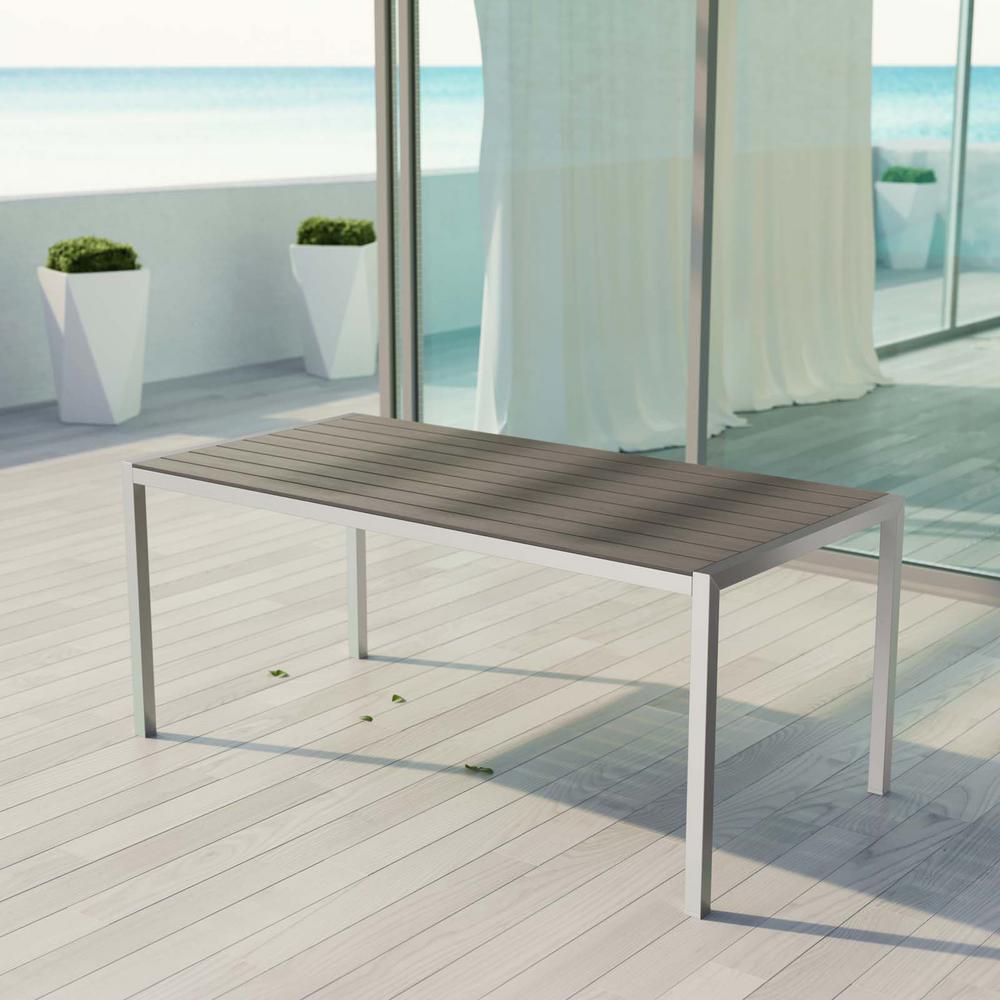 Modway Shore Patio Aluminum Outdoor Dining Table In Silver Gray Eei 2251 Slv Gry The Home Depot