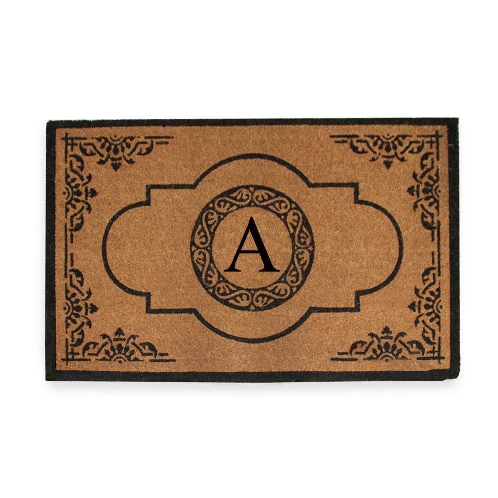 A1hc First Impression Hand Crafted X Large Abrilina 36 In X 72 In Entry Coir Monogrammed Double Door Mat