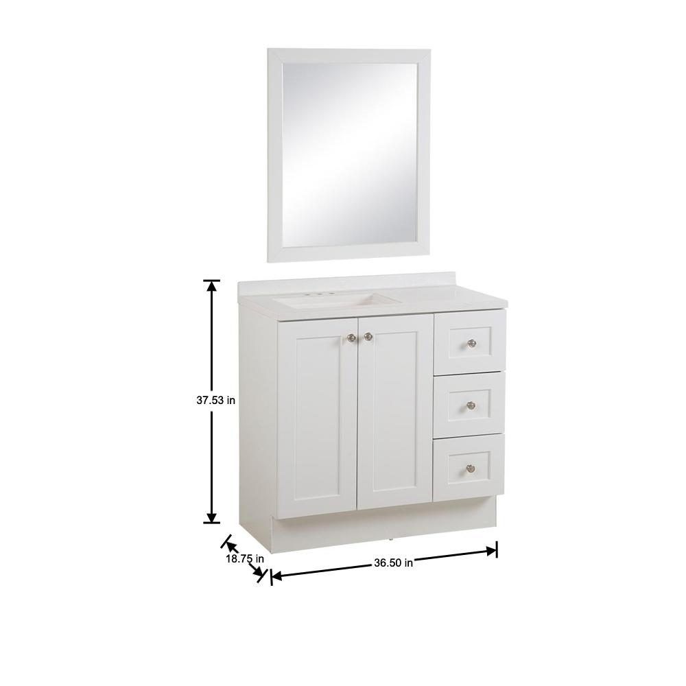 Glacier Bay 36 Bathroom Vanity Combo Sink Marble Top Mirror