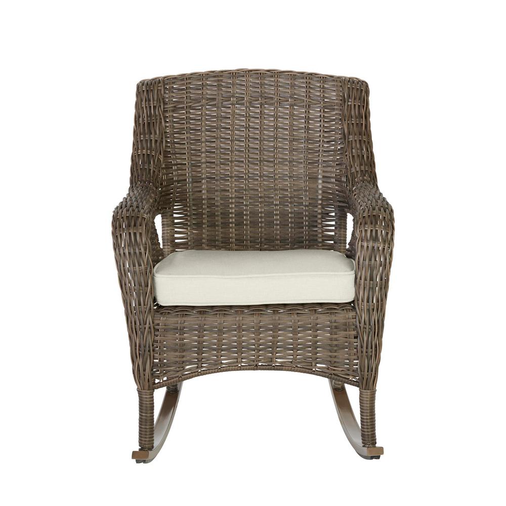 Metal Rocker Patio Chairs Furniture The Home Depot Cambridge Grey Wicker Outdoor Rocking Chair With Cushions Included Choose Your Own Color