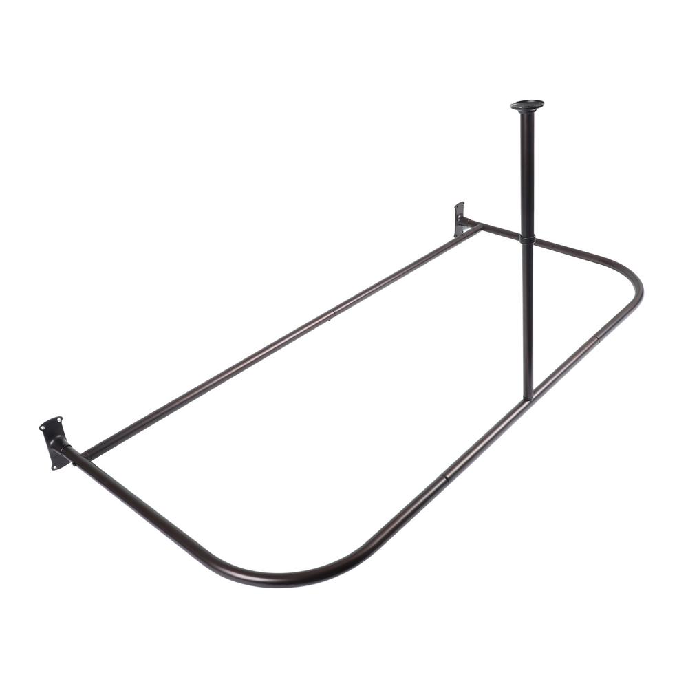 Utopia Alley 60 in. Rustproof Aluminum DShape Shower Rod with Ceiling