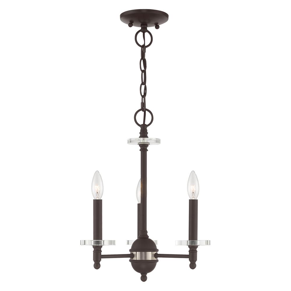 Livex Lighting Bancroft 3 Light Bronze Mini Chandelier With Clear Crystal Bobeche Livex Lighting Bancroft 3 Light Bronze Mini Chandelier With Clear Crystal Bobeche