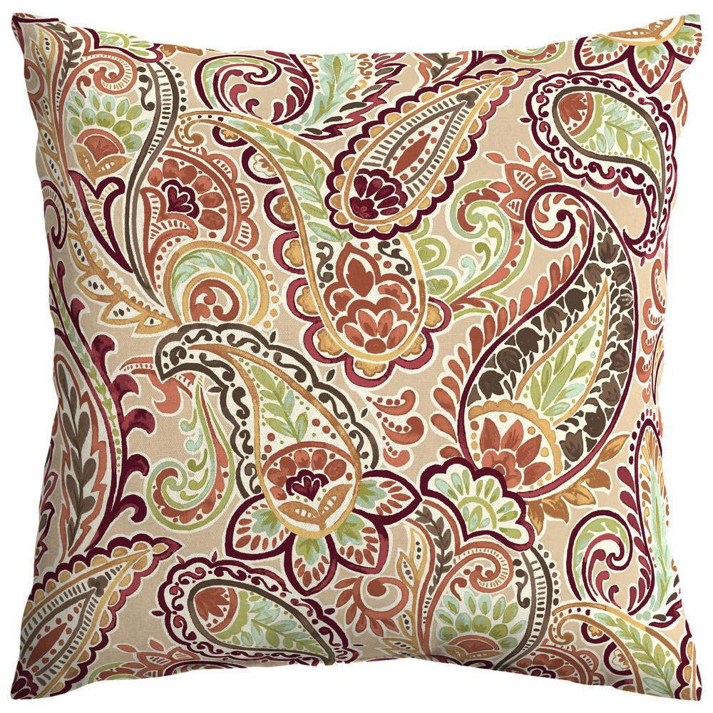 Hampton Bay Chili Paisley Square Outdoor Throw Pillow Tg0y549b 9d4 Chili Paisley Square Outdoor Throw Pillow