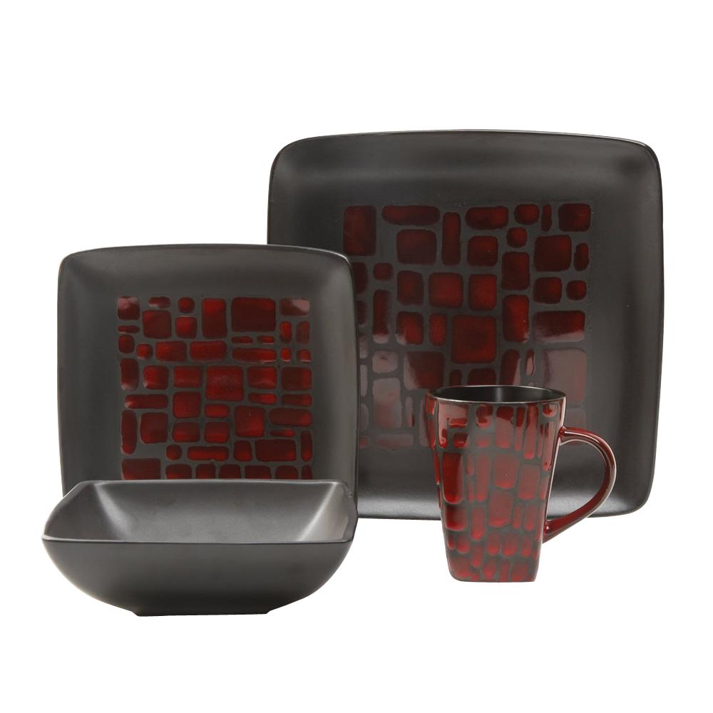 GIBSON elite Althea 16Piece Red Dinnerware Set 98597570M The Home Depot
