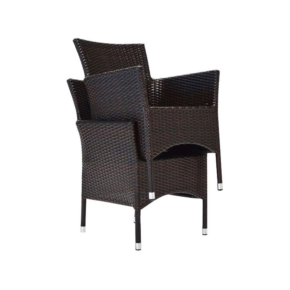 Bora Espresso Stackable Wicker Outdoor Dining Chair With Cream White