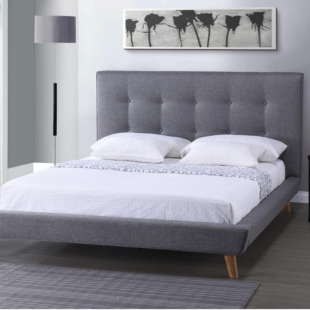 Zinus Taupe Queen Upholstered Bed-HD-FTPB-Q - The Home Depot