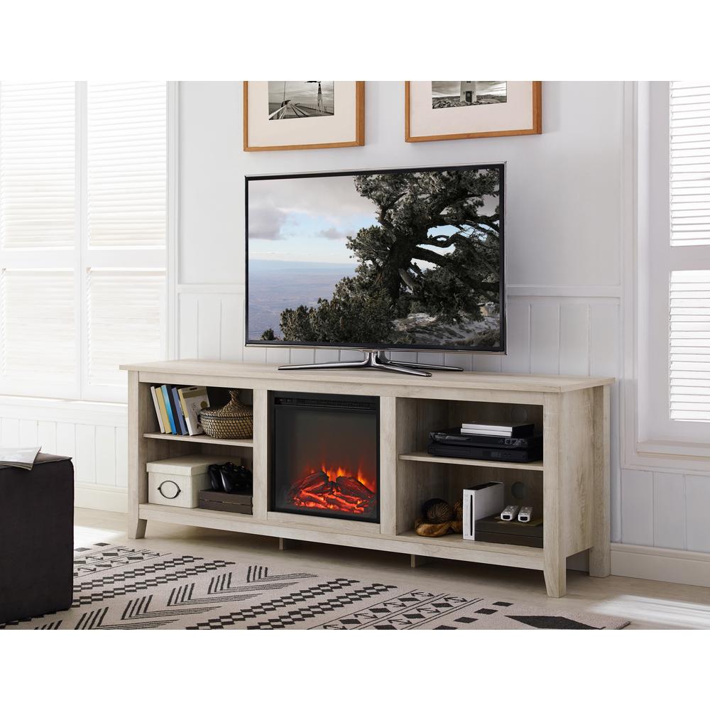 Living Room Furniture The Home Depot Wood Media Tv Stand Console With Fireplace White Oak