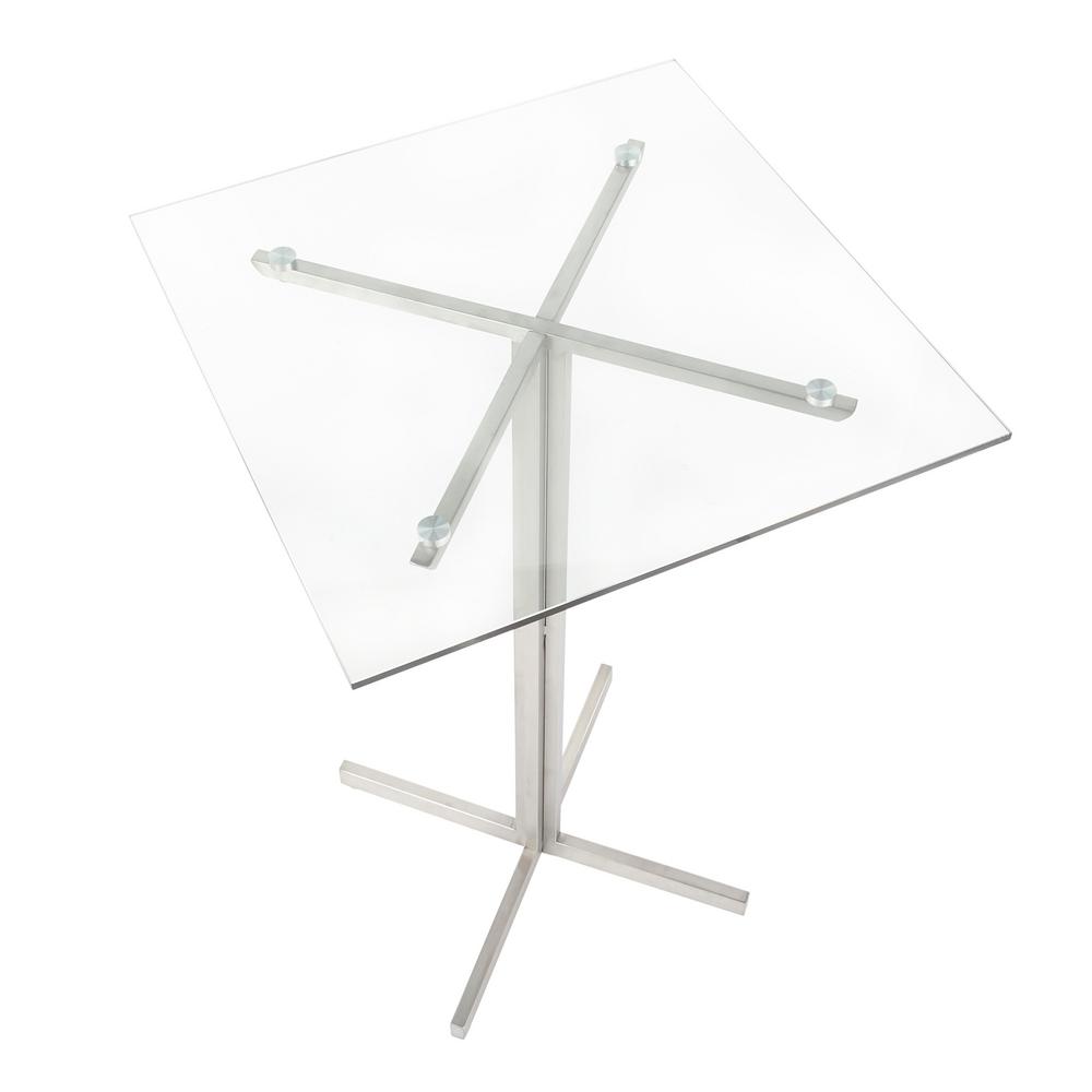 Lumisource Fuji Stainless Steel Square Bar Table With Clear Gl Square Bar Table With Clear Gl