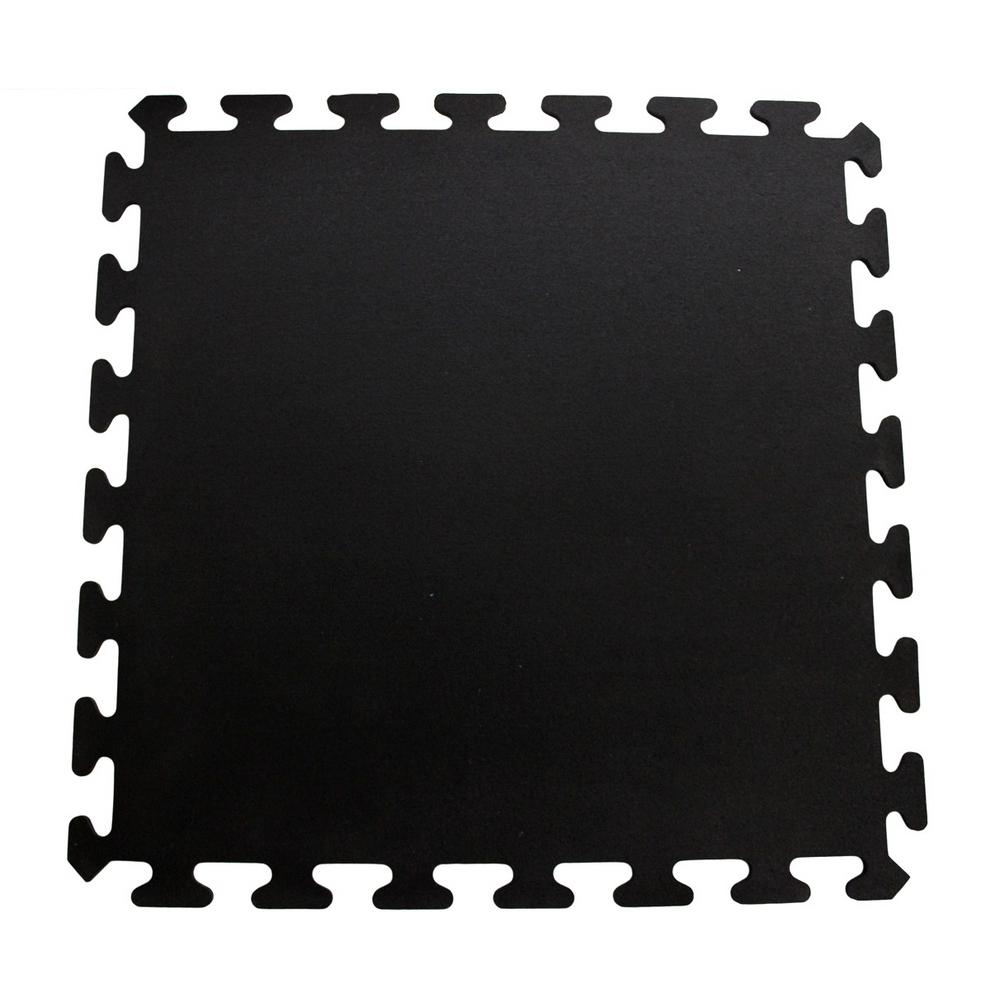 Solid Black 24 In X 24 In Recycled Rubber Center Floor Tile 24