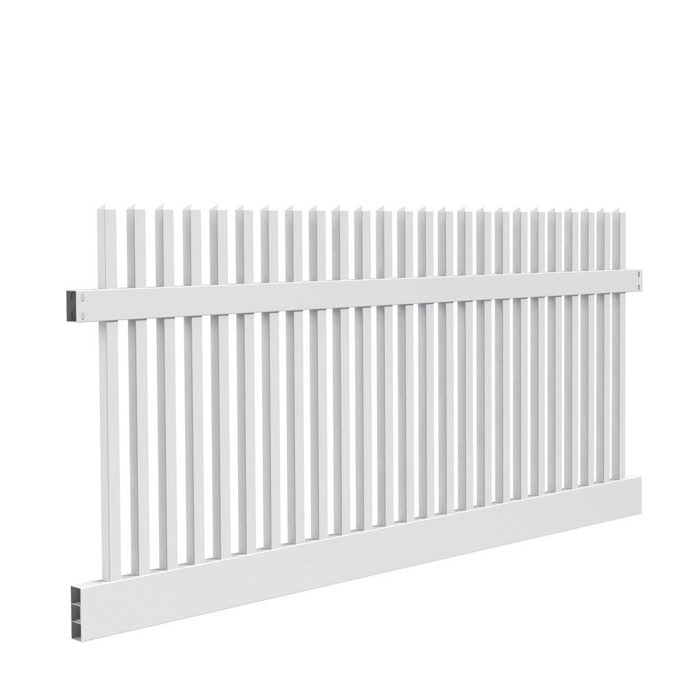 Veranda Yukon Straight 4 Ft H X 8 Ft W White Vinyl Un Assembled Fence Panel 73011681 The Home Depot