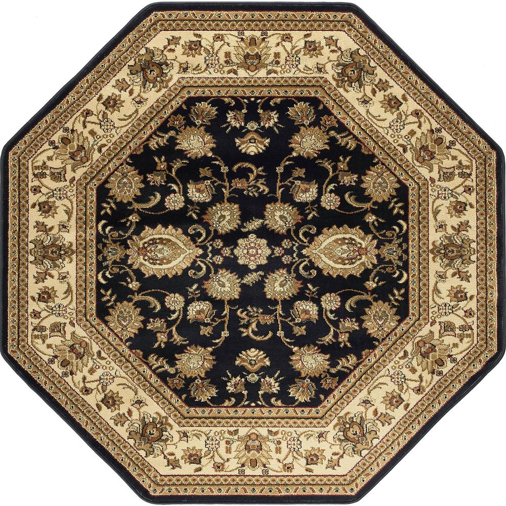 Tayse Rugs Sensation Black 5 ft. Octagon Traditional Area ...