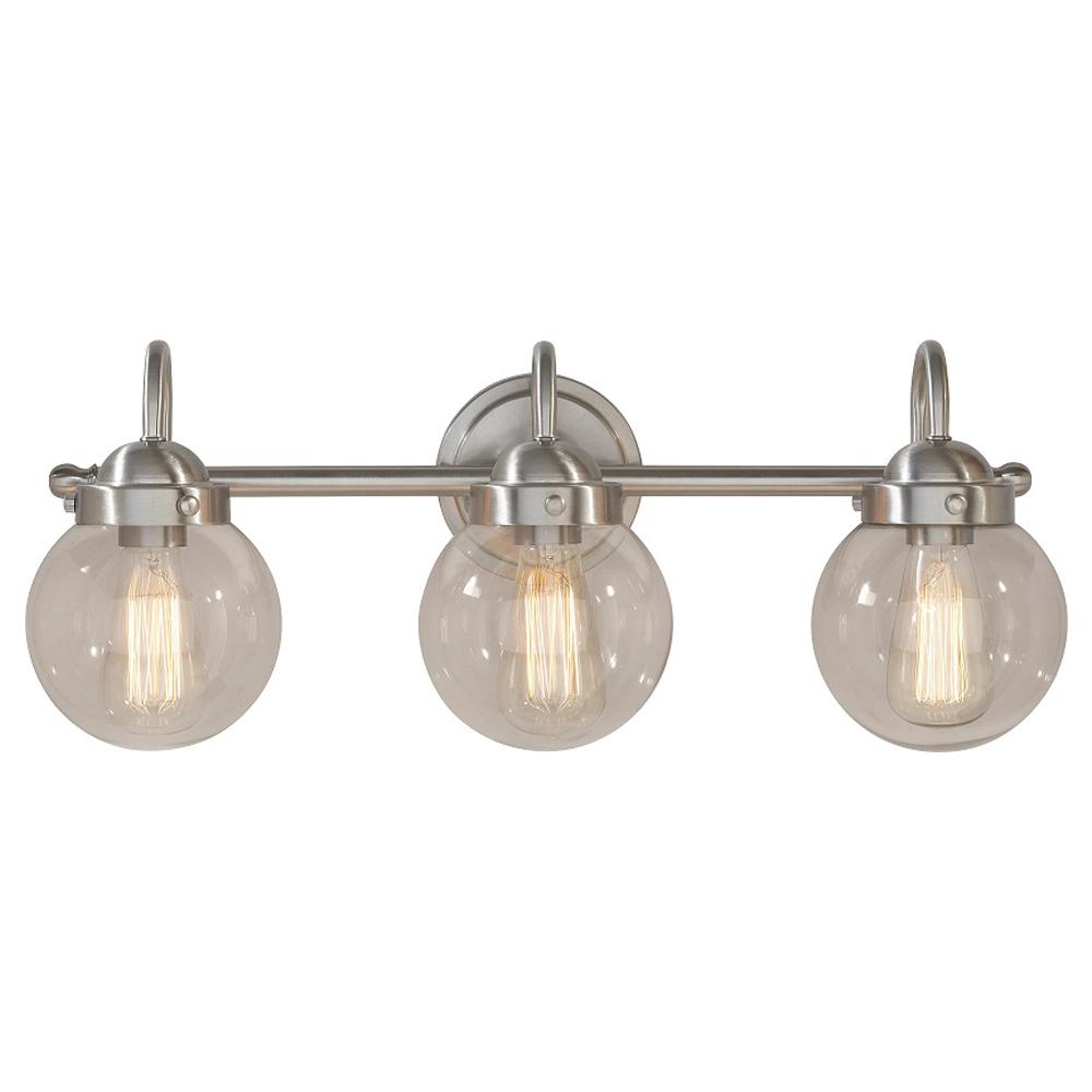 Dsi Lighting Stainless Steel The Home Depot Olivia 3 Light Brushed Steel Bath With Gl Globe Shades