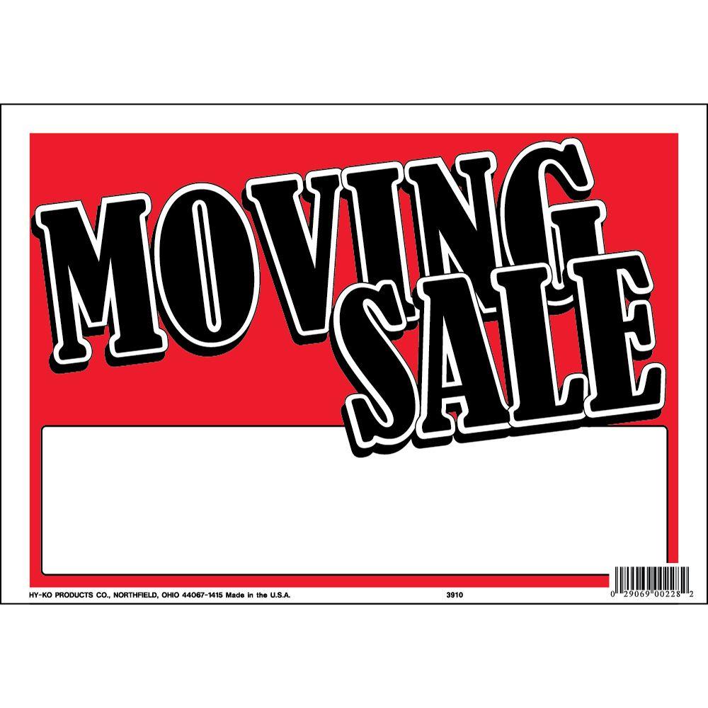 HY-KO 9 in. x 12 in. Plastic Contemporary Moving Sale Sign-3910 - The ...