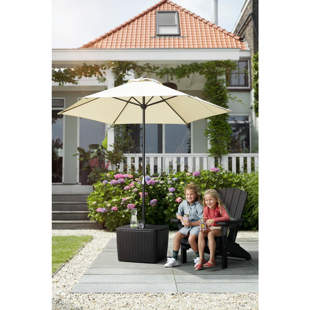 Keter Patio Umbrella Base Table In Brown 246083 The Home Depot