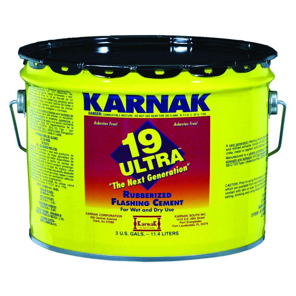 Karnak 3 Gal Rubberized Wet And Dry Asphalt Roof Coating Flashing Cement 19 3af N The Home Depot