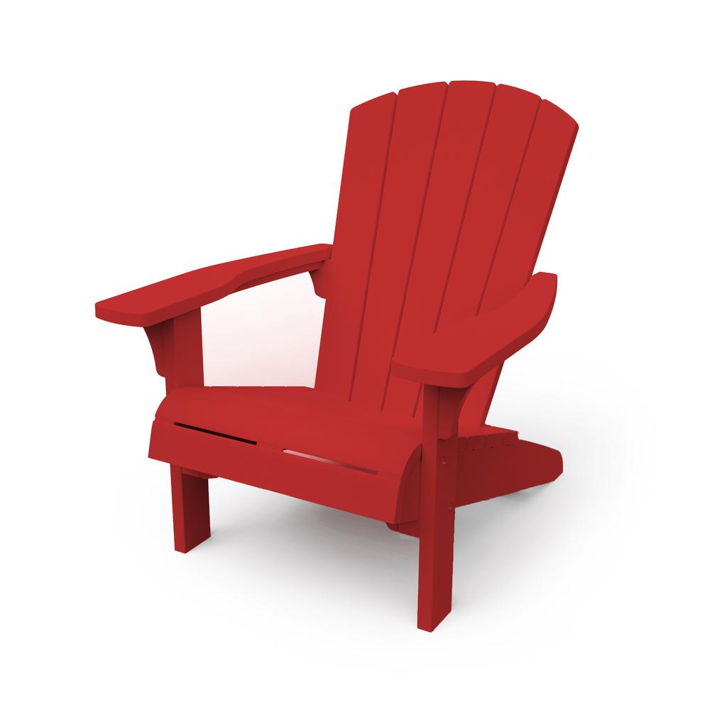 Keter Troy Red Resin Adirondack Chair-246666 - The Home Depot