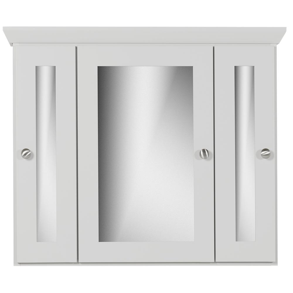 Simplicity By Strasser 30 In W X 27 In H X 6 5 In D Tri View Surface Mount Medicine Cabinet