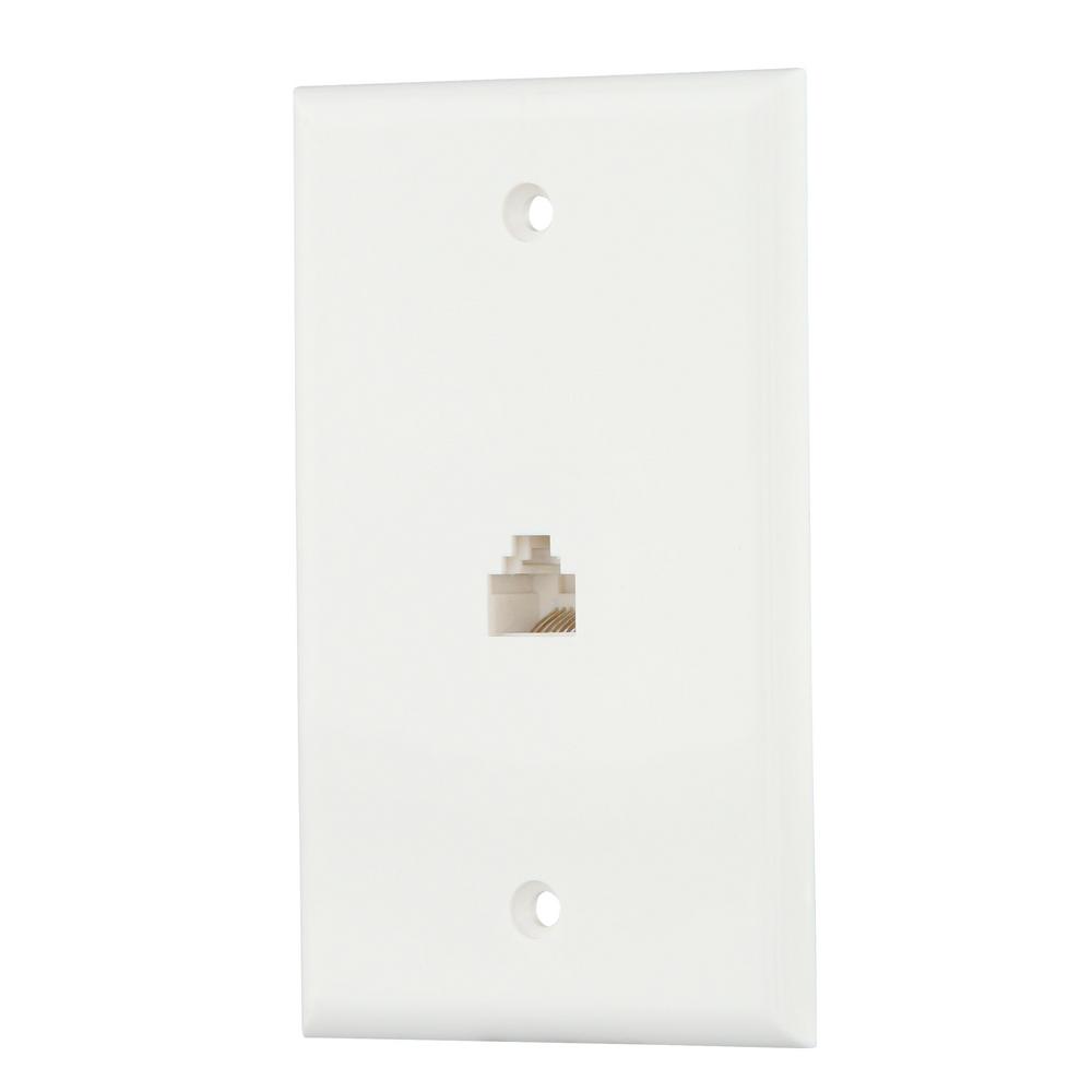 Commercial Electric White 1 Gang Ethernet Wall Plate 1 Pack 216 8c The Home Depot