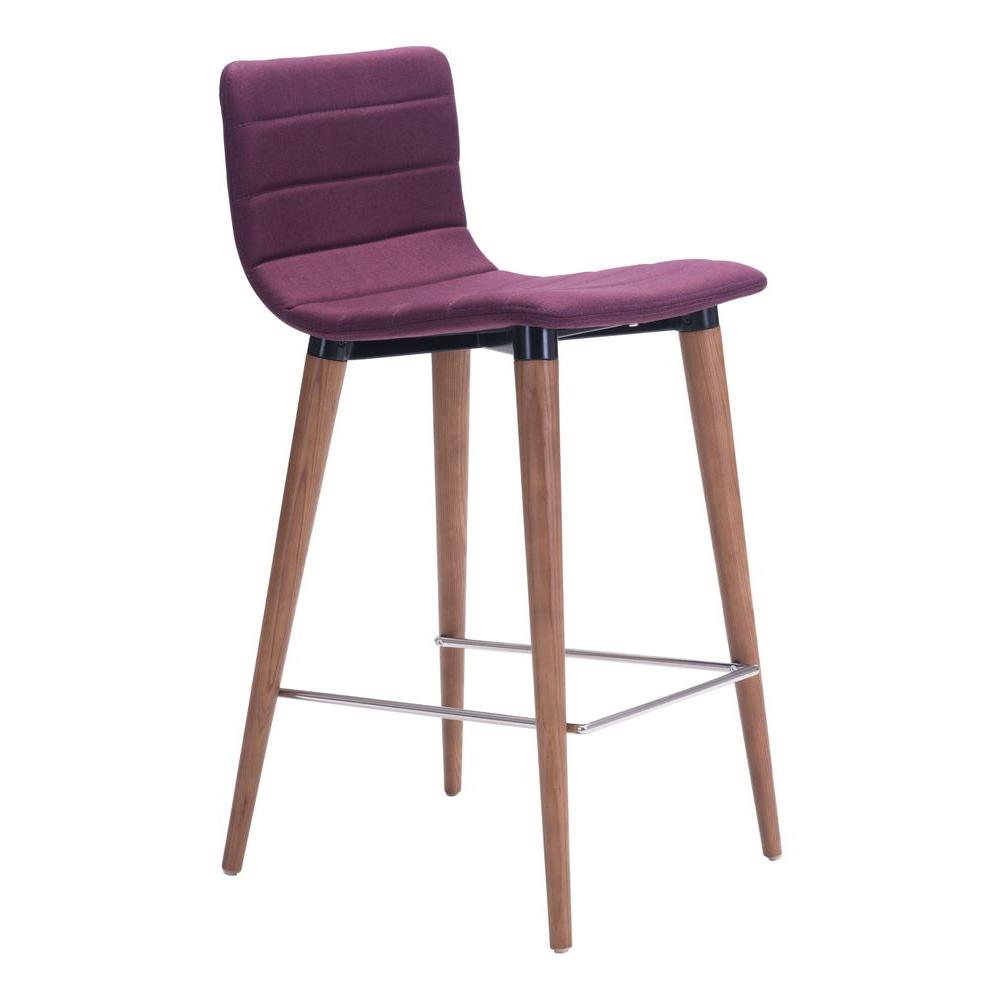 Modern Zuo Purple Bar Stools Kitchen Dining Room Furniture Purple Cushioned Bar Stool