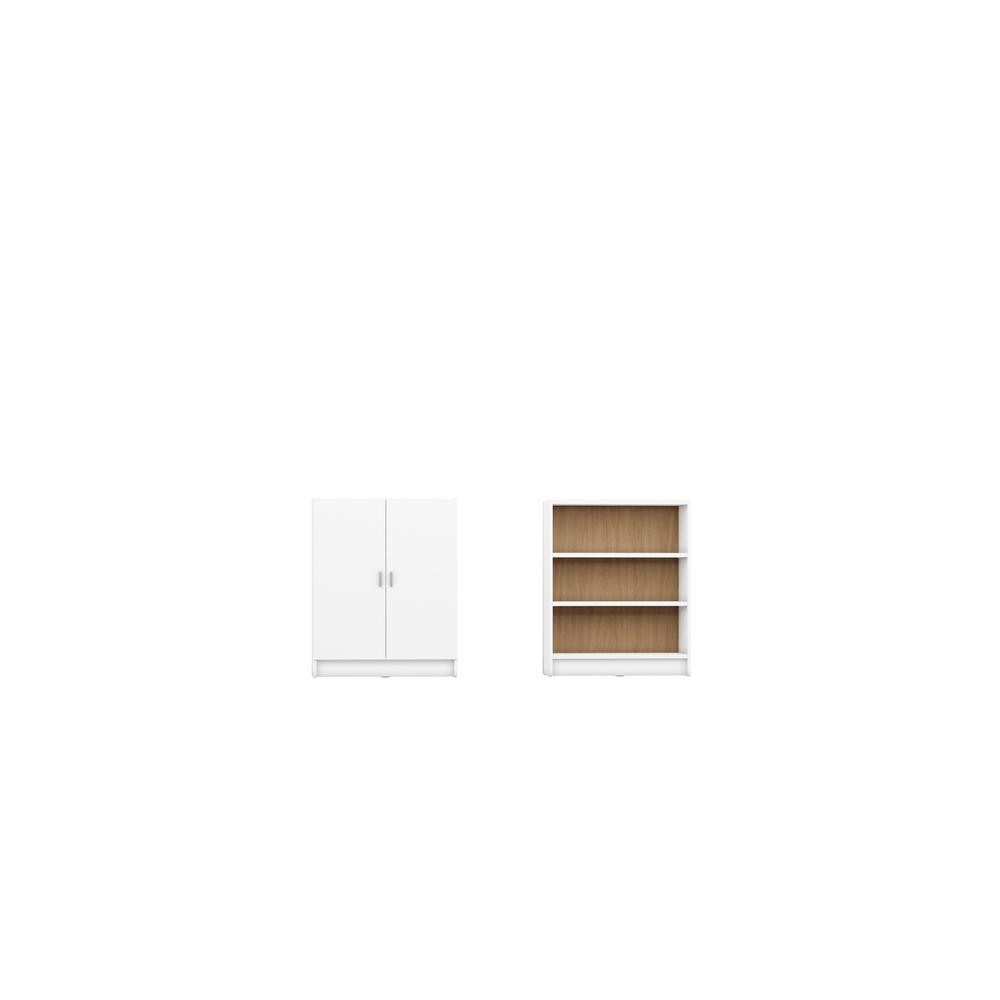 Greenwich White Matte And Maple Cream 3 Shelf Wide Grande 2 0 Bookcase With Doors