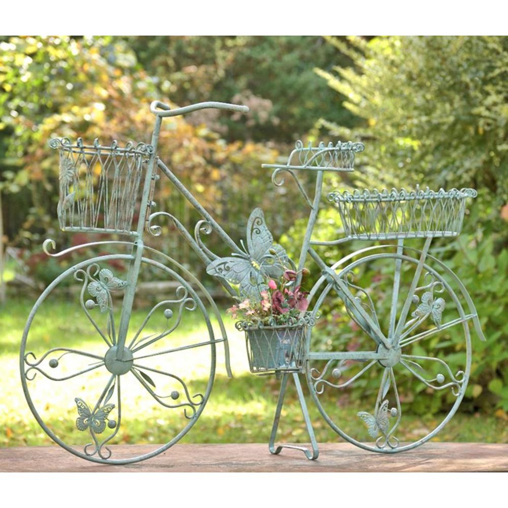 Metal Plant Stand Farmhouse Planter Stands Planters The Large Antique Green Iron Bicycle Plant Stand With Erflies