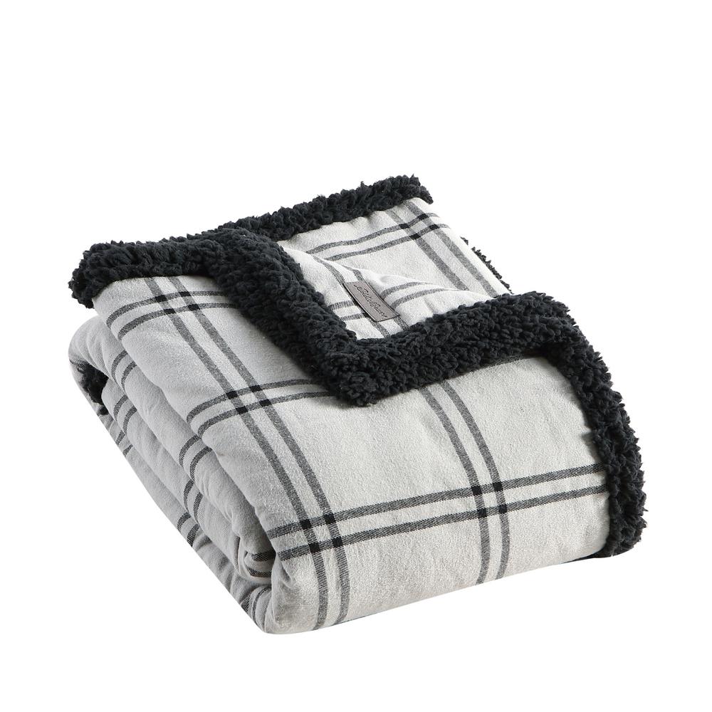 Eddie Bauer Kettle Falls Plaid Grey 1-piece Cotton 50 In. X 60 In.throw 