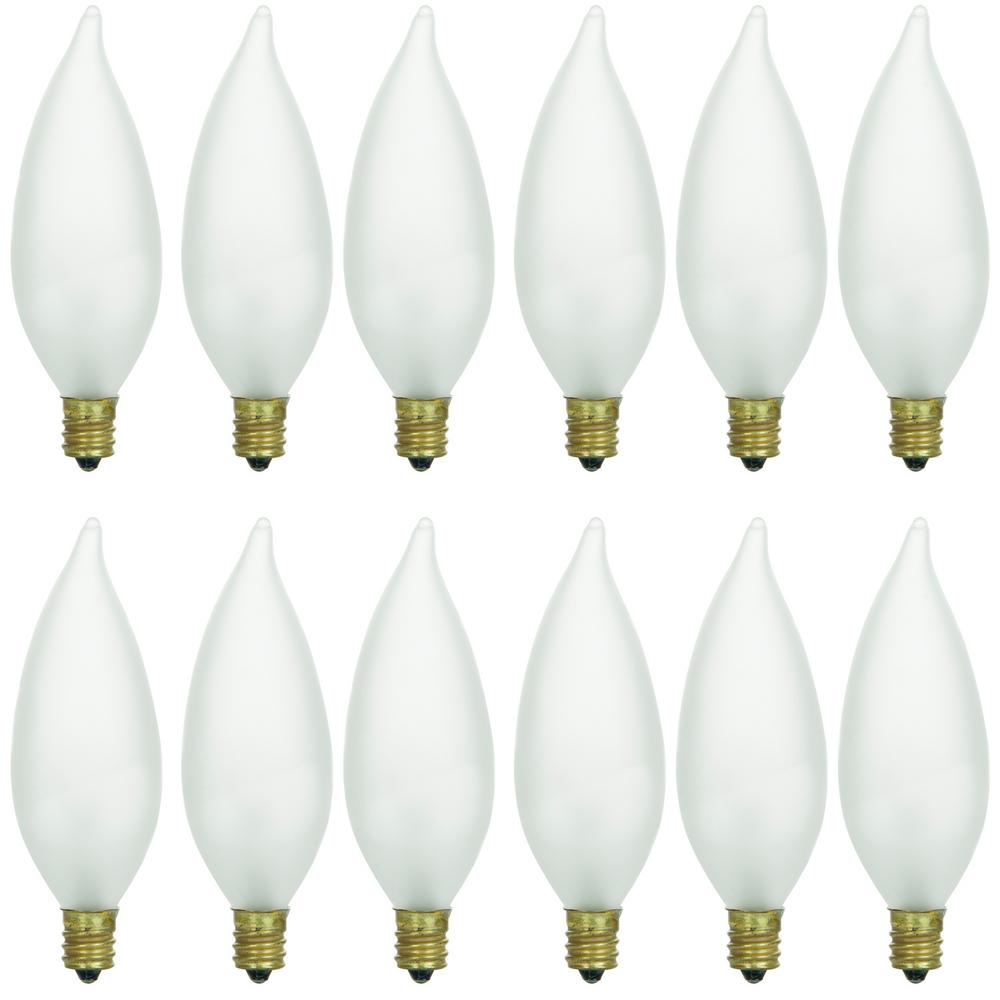 Sunlite 40Watt CA10 Decorative Chandelier Incandescent Frosted Flame