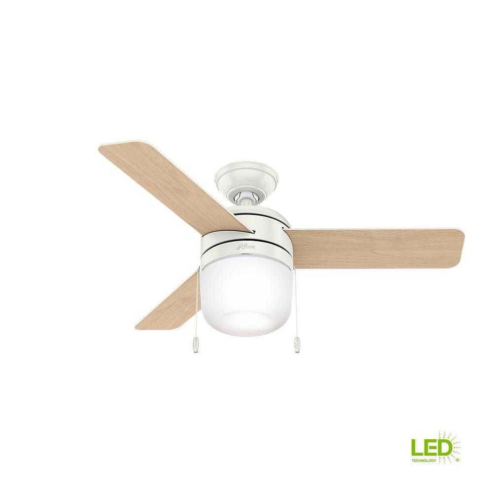 Hunter Aker 36 In Led Indoor Fresh White Ceiling Fan With Light