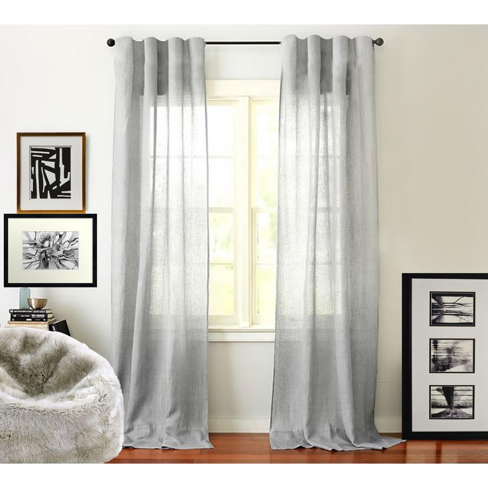 A1 Home Collections Sheer Linen Drape In Light Grey 50 In X 96