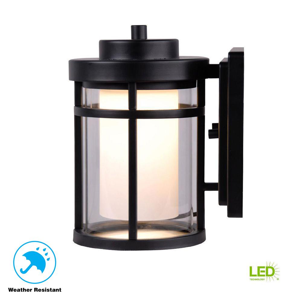 Home Decorators Collection Black Outdoor Led Wall Lantern Sconce Dw7031bk The Home Depot