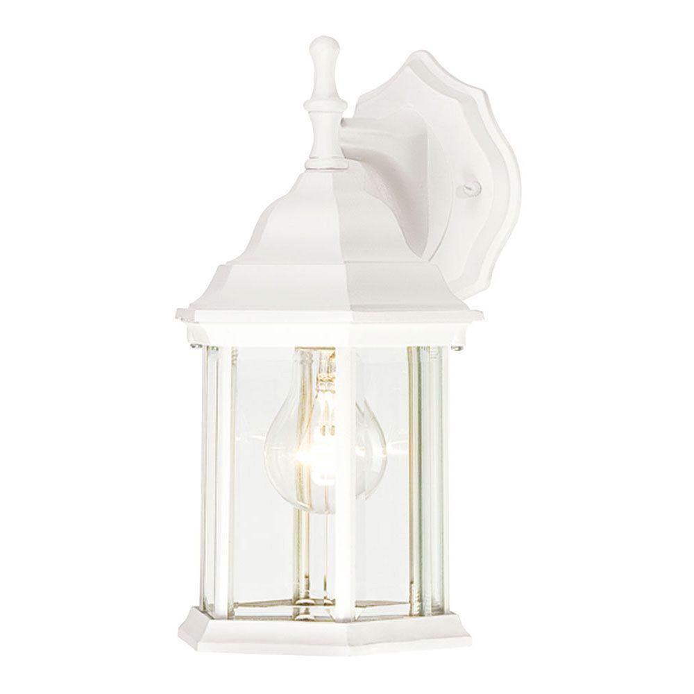 Westinghouse Outdoor Wall Mounted Lighting 1 Light Textured White On Cast Aluminum Exterior Wall Lantern With Clear Beveled Glass Panels