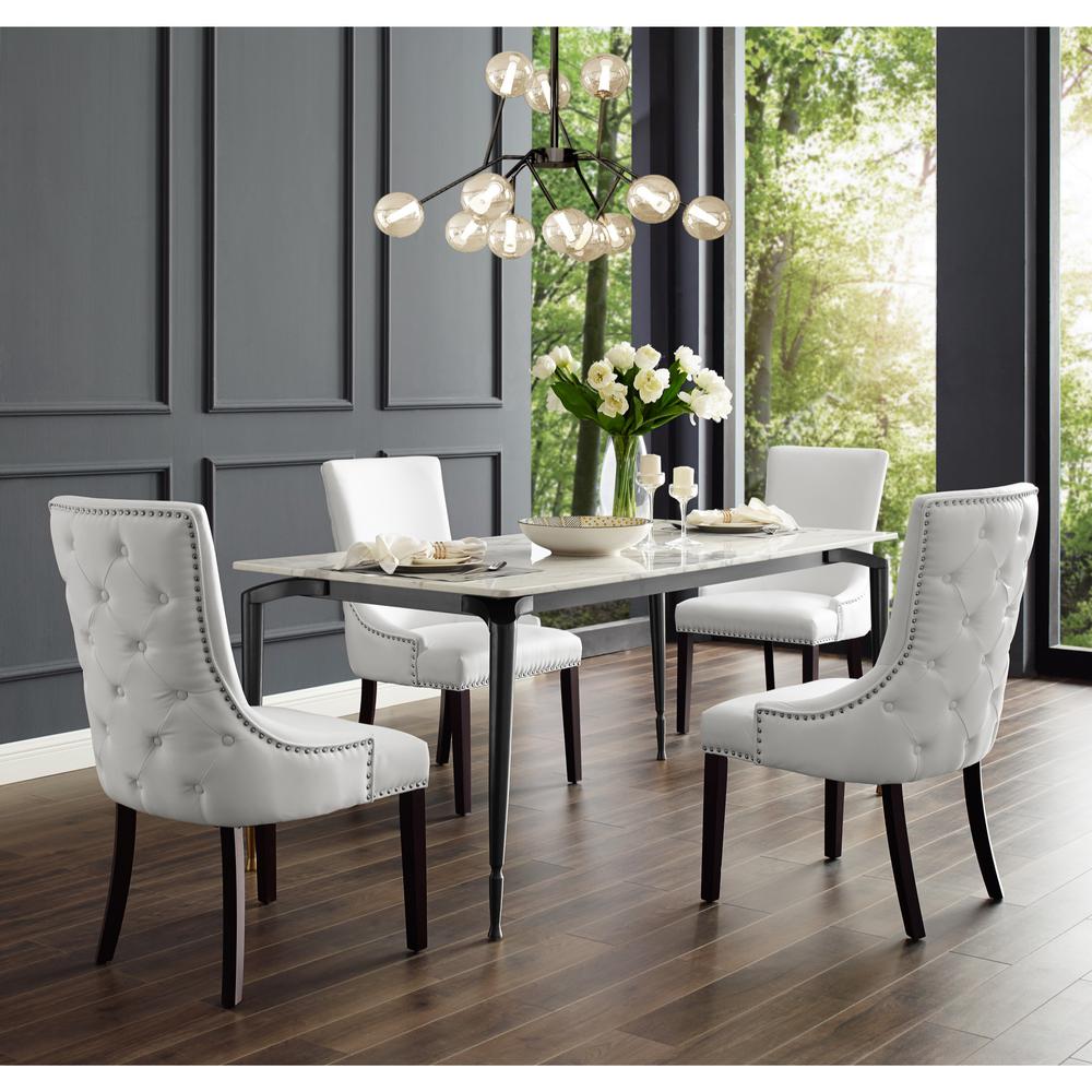 Inspired Home Piper White Chrome Pu Leather Nailhead Armless Inspired Home Piper White Chrome Pu Leather Nailhead Armless