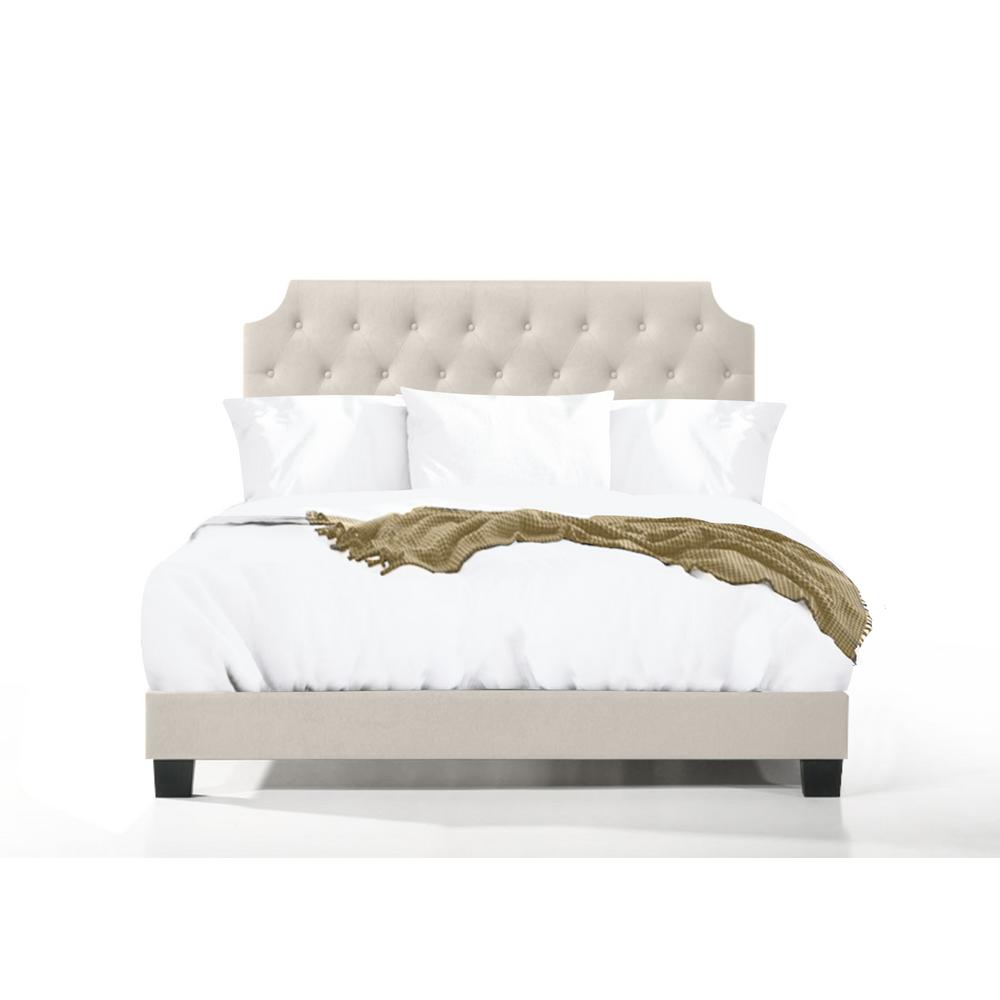 BELLE ISLE FURNITURE LLC Regal Beige Queen Adjustable Tufted Bed with USB Power Connection
