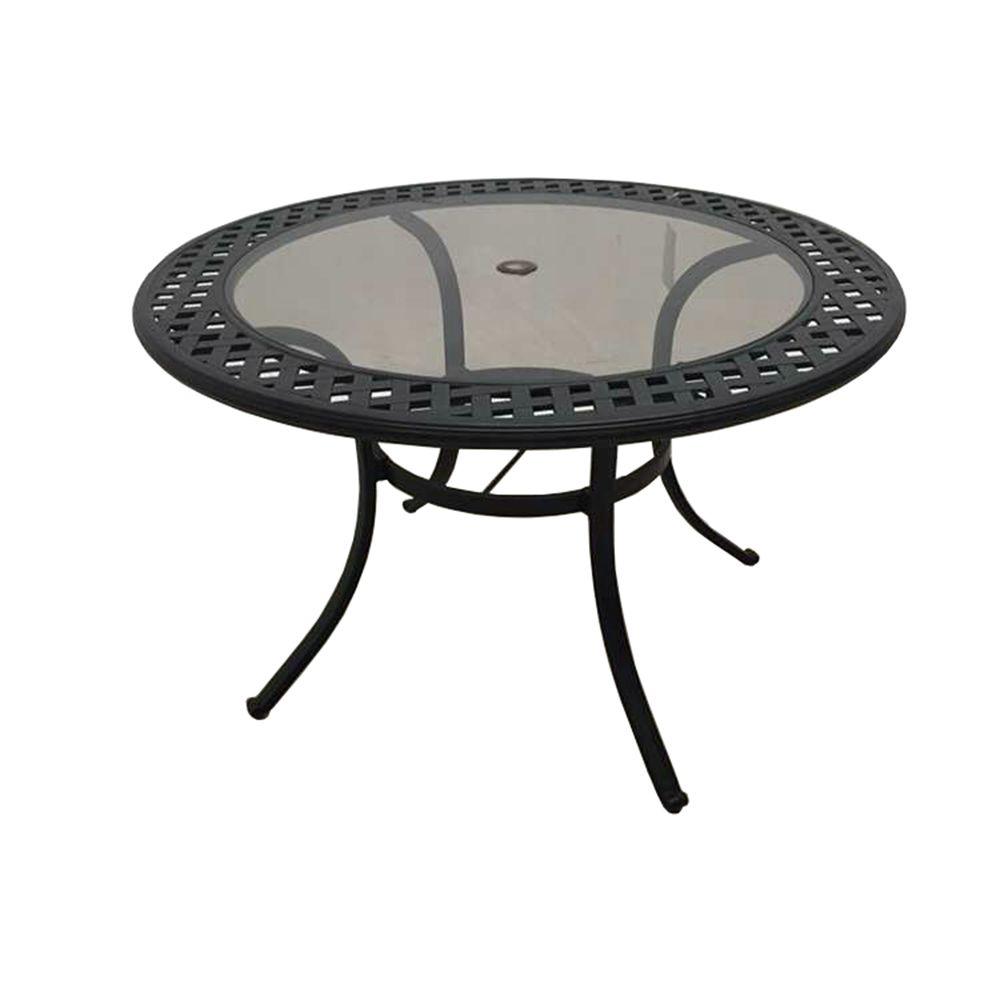 Hampton Bay Nantucket Round Metal Outdoor Patio Dining Table