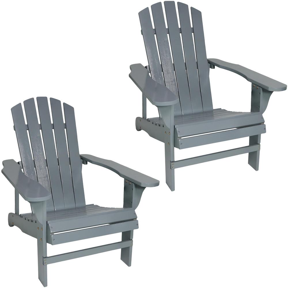 Sunnydaze Decor Classic Gray Outdoor Wooden Adirondack Patio Chair