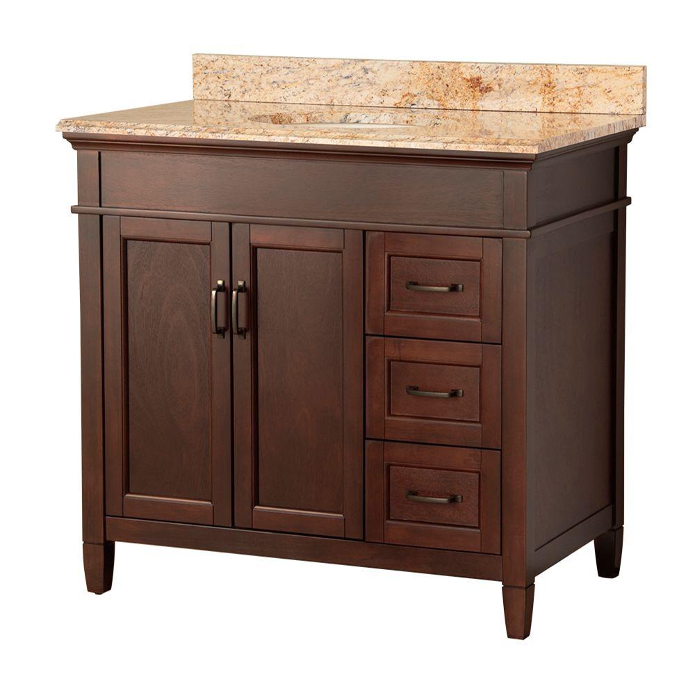 Foremost Ashburn 37 in. W x 22 in. D Bath Vanity in Mahogany with Right
