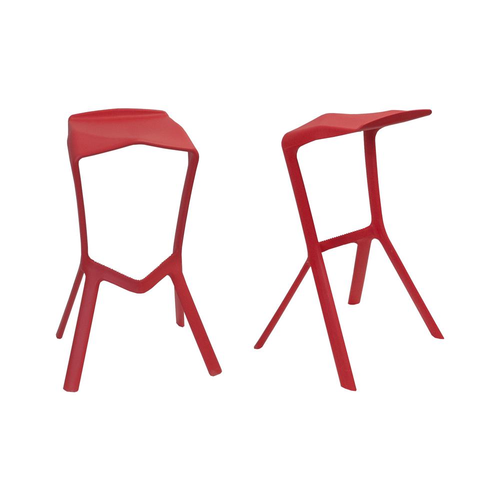 Mod Made Aspect 32 in. Red Modern Plastic Bar Stool (Set of 2)MMBC