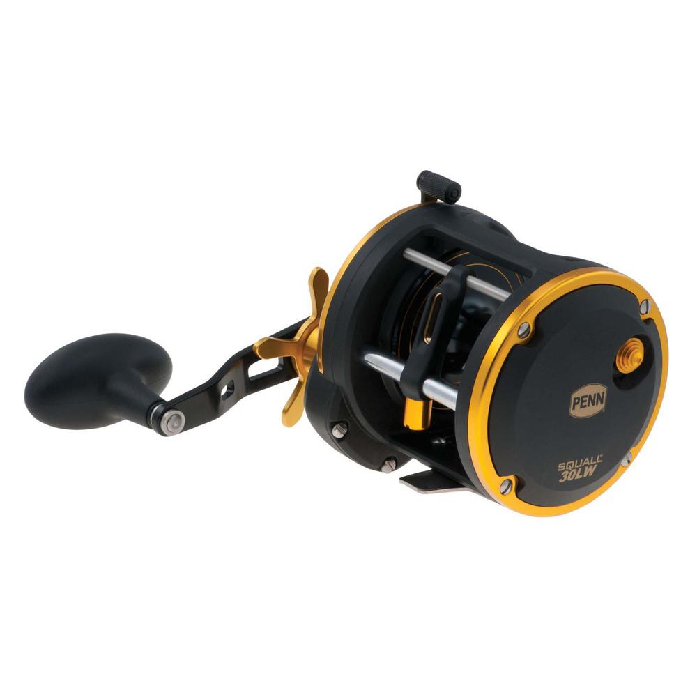 Penn Squall Levelwind Saltwater Fish Trolling Fishing Reel Black And Gold Sql30lw The Home Depot