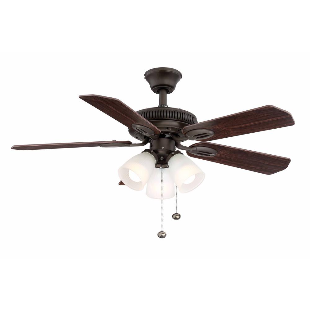 Hampton Bay Glendale 42 In Led Indoor Oil Rubbed Bronze Ceiling Fan With Light Kit